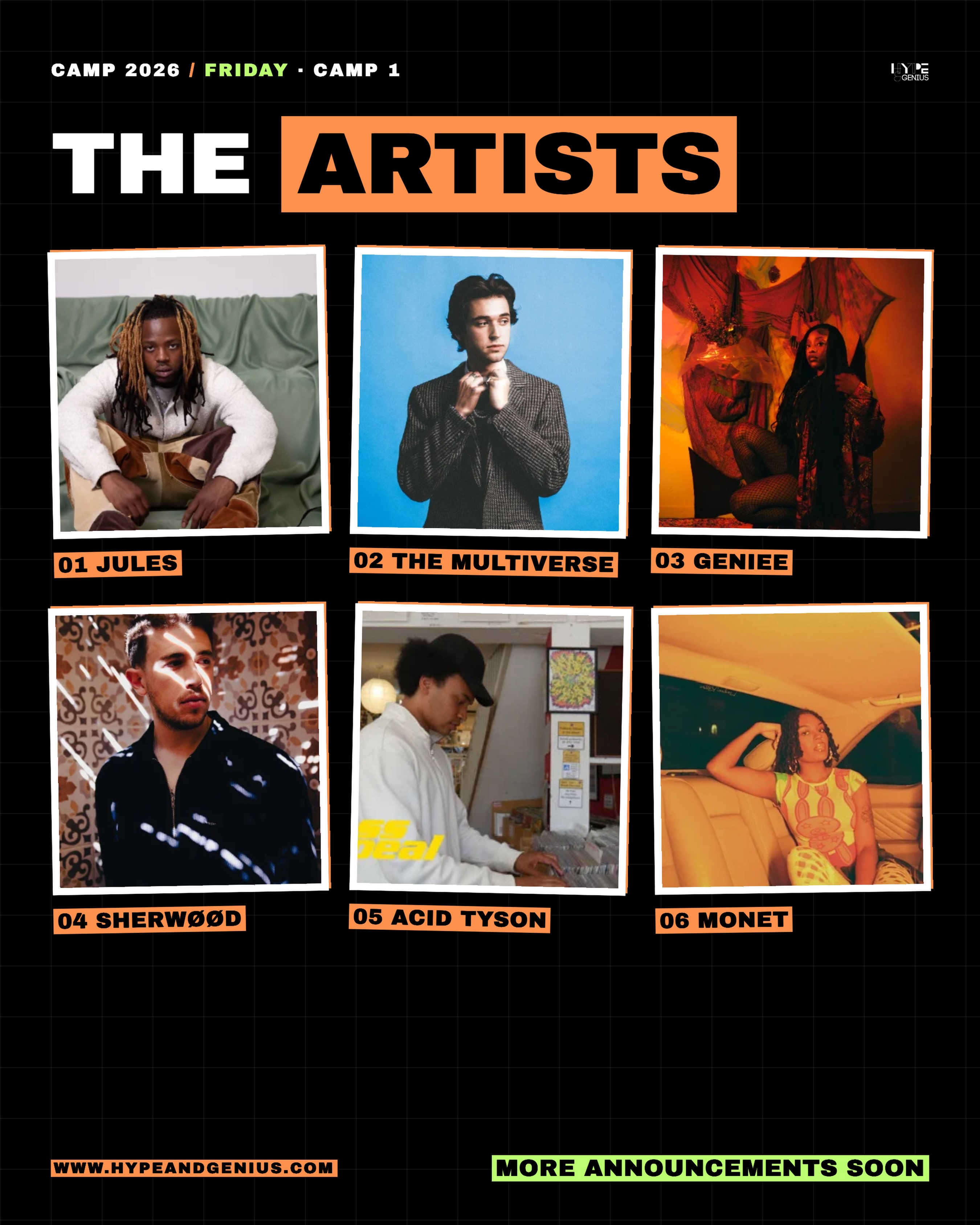Say hello to the first wave of artists joining us at our 2026 Music Camp at @thisistyx - more names dropping each day! 

@lifeofjxles 
@balabanovalex 
@genieeinnabottle 
@sherwood.sound 
@acidtyson 
@monetmia