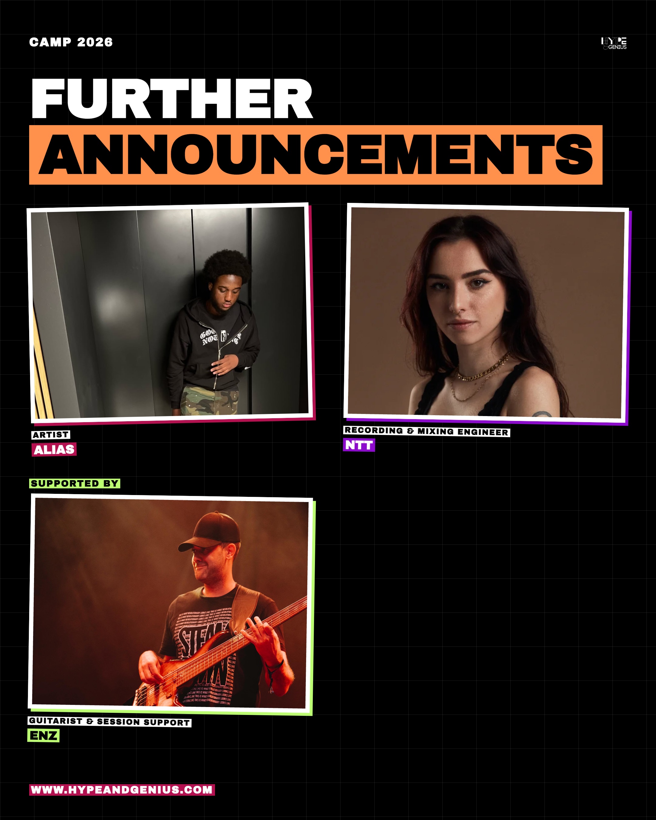 Excited to share more talent who have joined our 2026 music camps at @thisistyx 🔥

@socialalias_
@higherntt 
@enzmadethis 

#musiccamp #londonmusiccamp